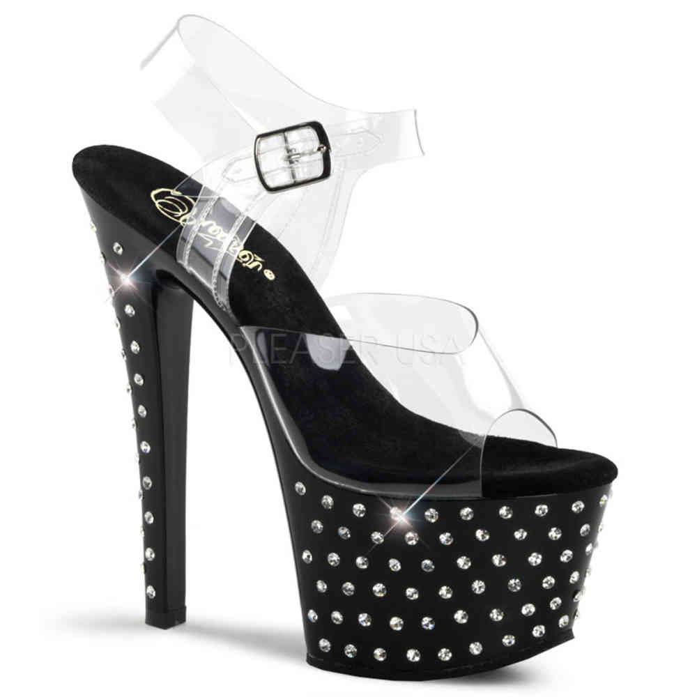 Pleaser - STARDUST708 Sandale à bride à la cheville, Pole dance chaussures - Chaussures de pole dance - Noir Product image